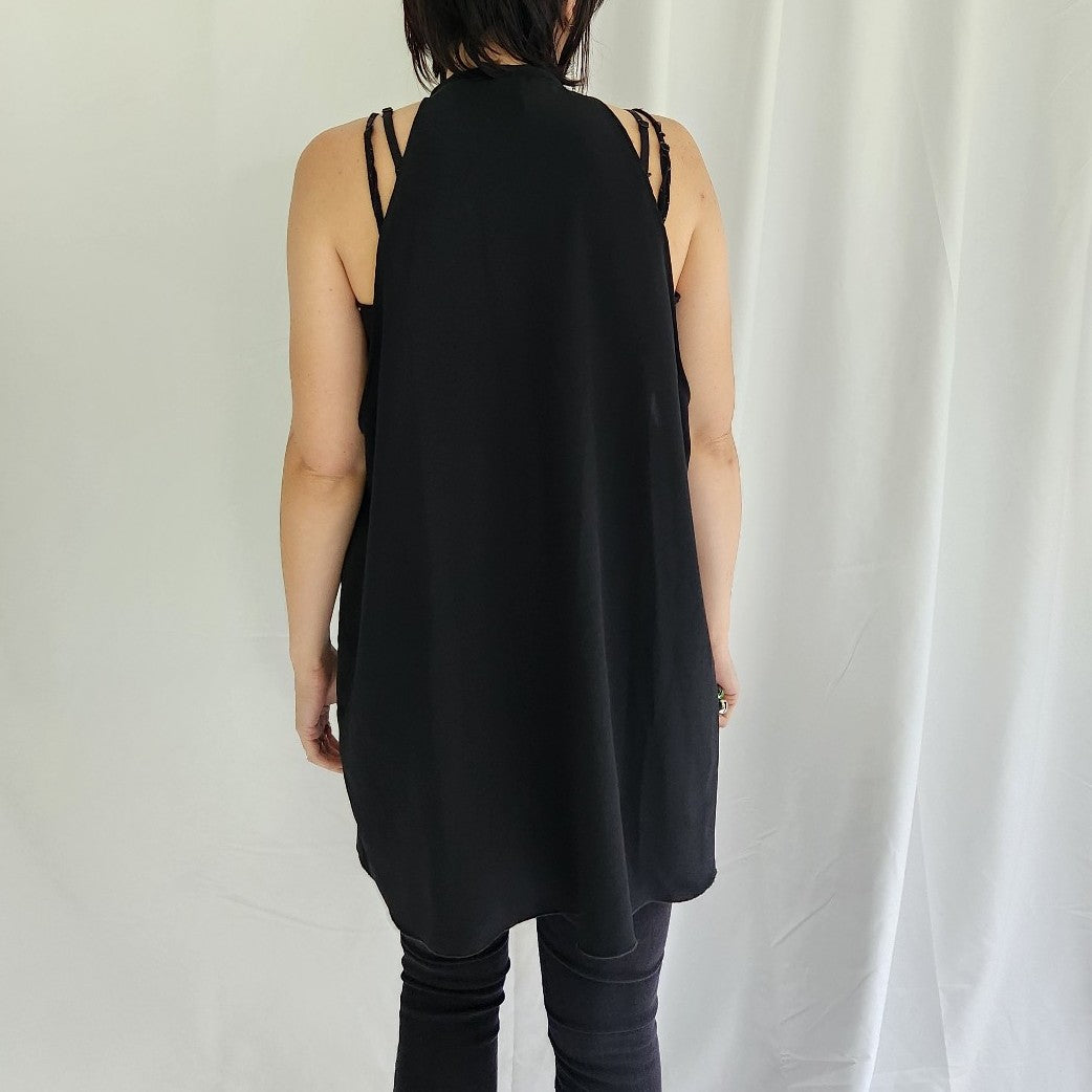 90s Black Flowy Vest