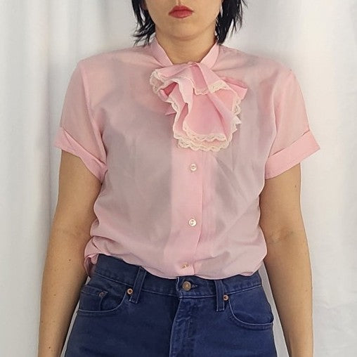 80s Pink Short Sleeve Button Down Shirt