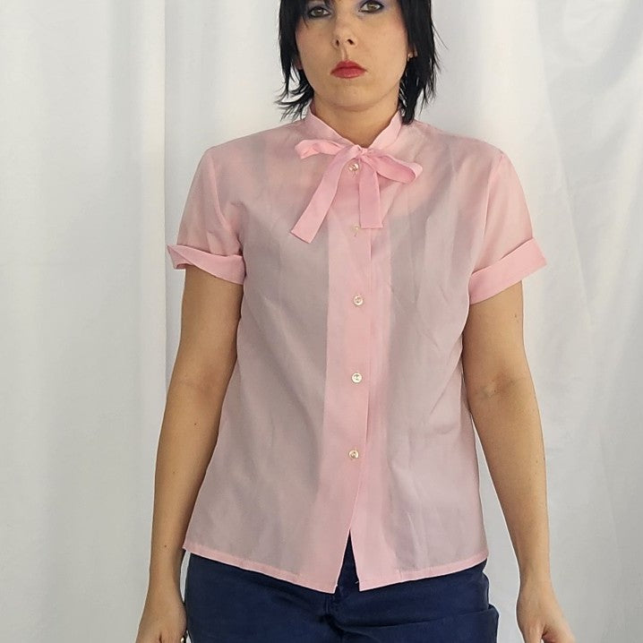 80s Pink Short Sleeve Button Down Shirt