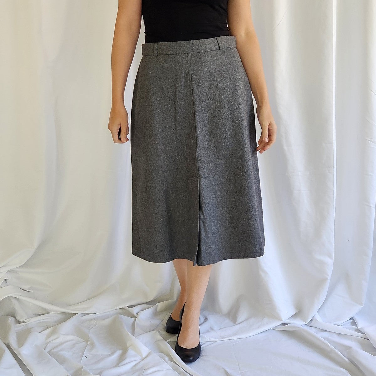 80s Gray Wool Blend(?) Skirt