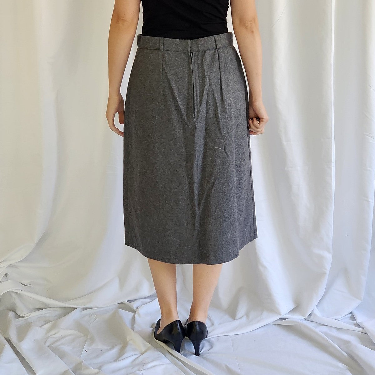 80s Gray Wool Blend(?) Skirt