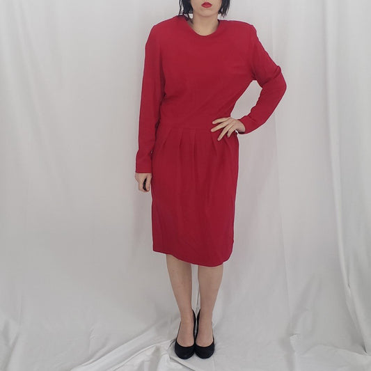 80s/90s Pink Wool Midi Dress