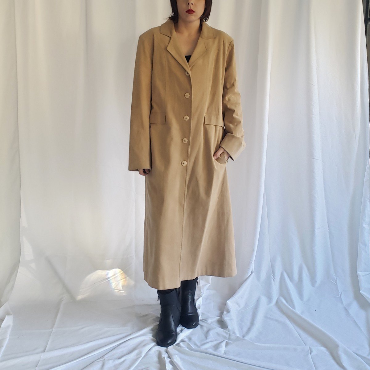 90s(?) Tan Ultrasuede Trench Coat