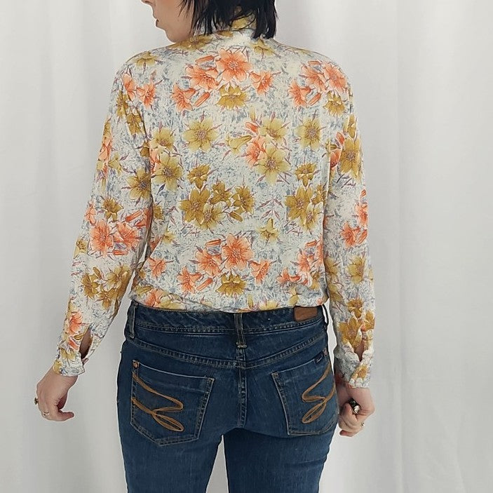 70s Kmart Floral Dagger Collar Button Down