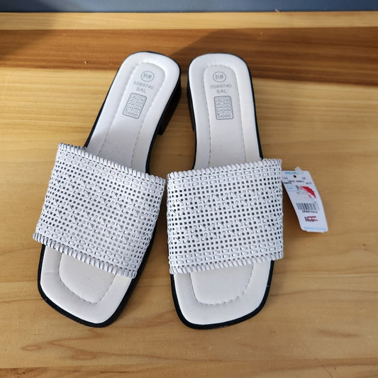 Y2K Deadstock White Leather Slides