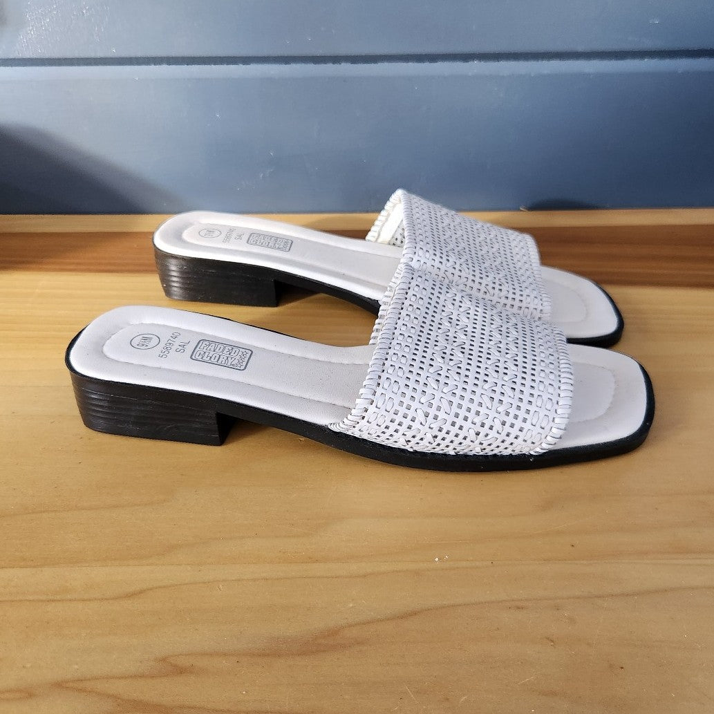 Y2K Deadstock White Leather Slides