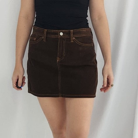 Y2K Brown Corduroy Mini Skirt