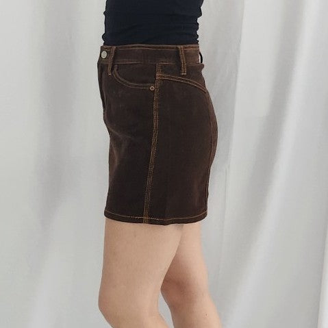 Y2K Brown Corduroy Mini Skirt