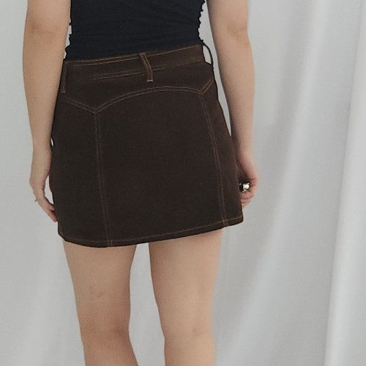 Y2K Brown Corduroy Mini Skirt