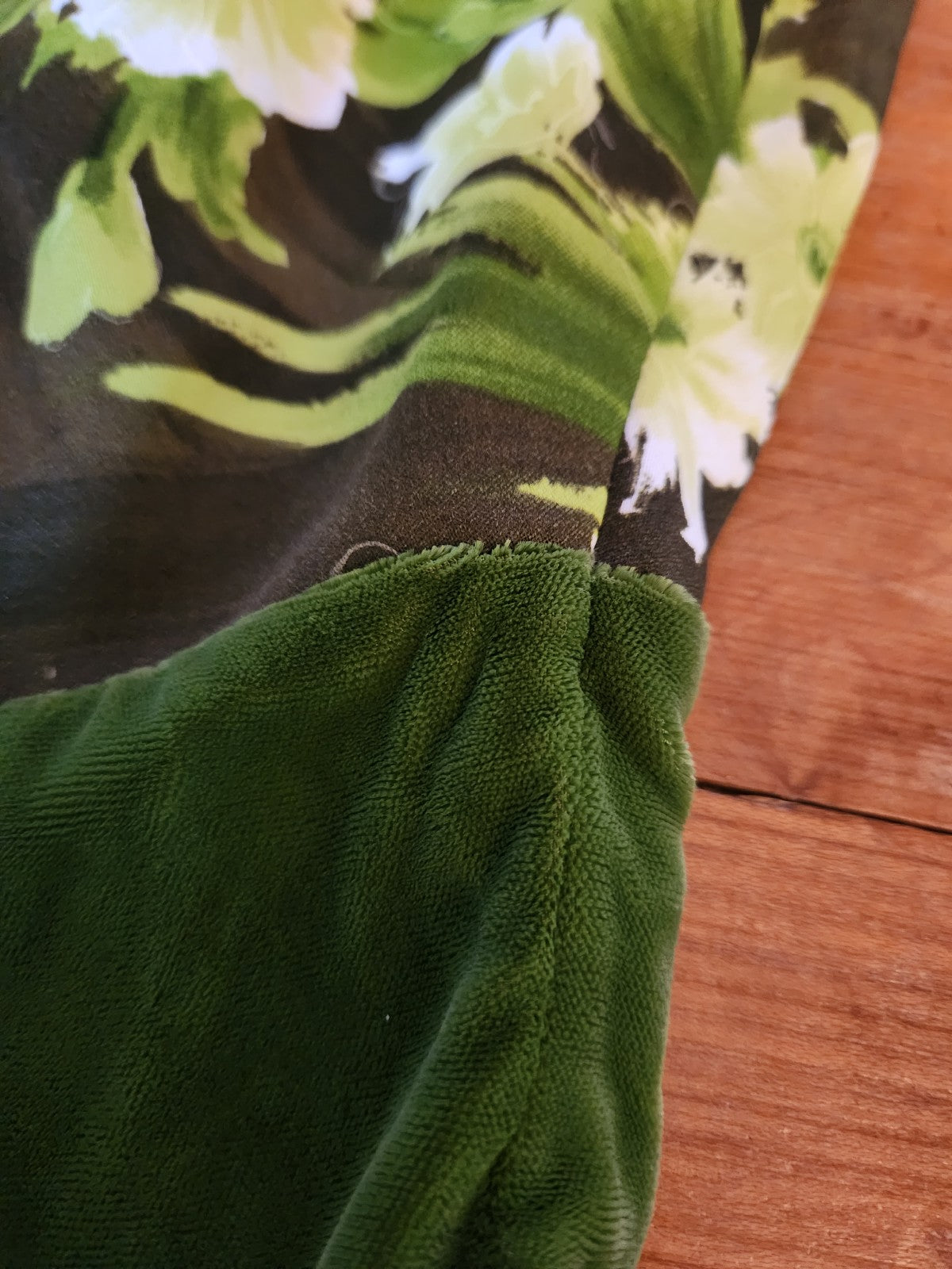 70s Green Velvet Floral Maxi Dress