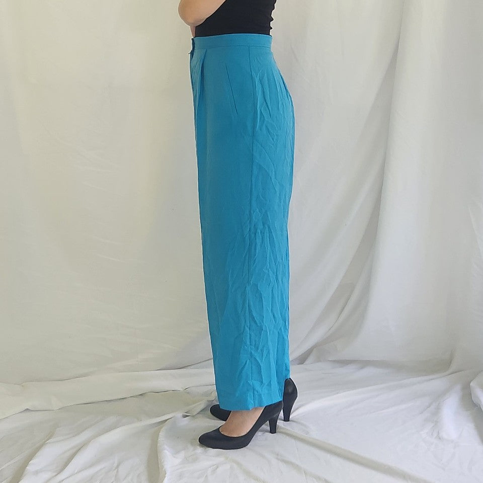 90s Bright Blue Silk Pants