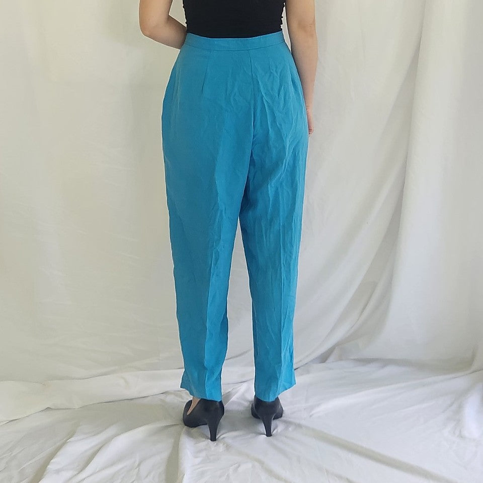 90s Bright Blue Silk Pants