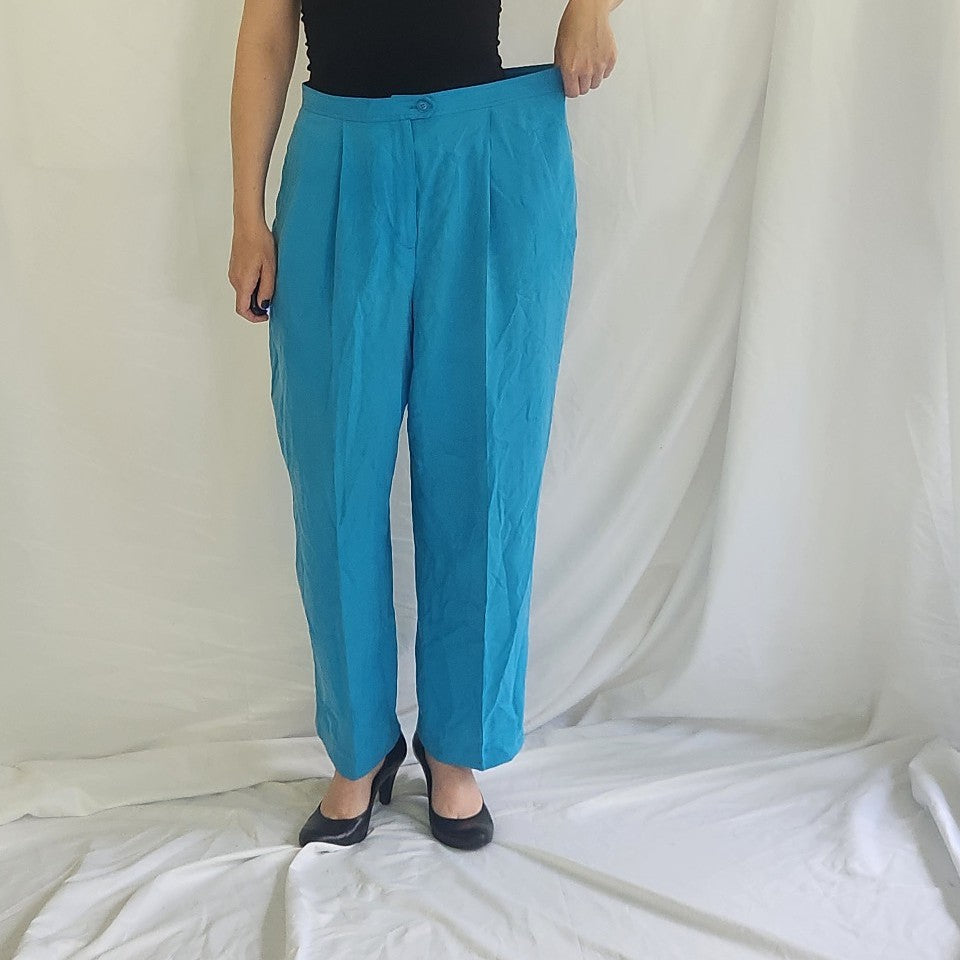90s Bright Blue Silk Pants
