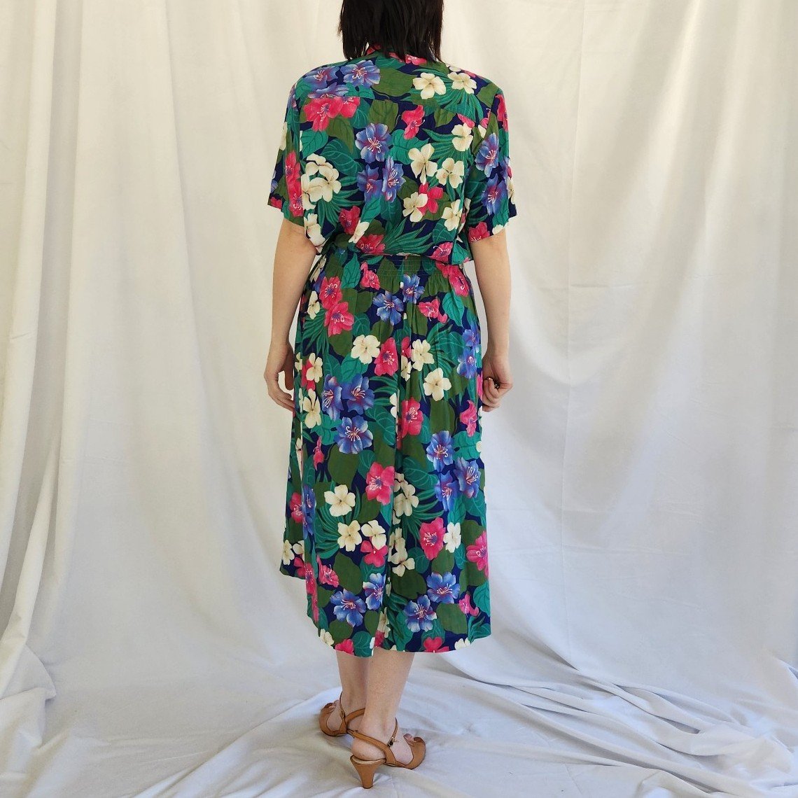 90s Blue, Green, and Pink Floral Skirt Set