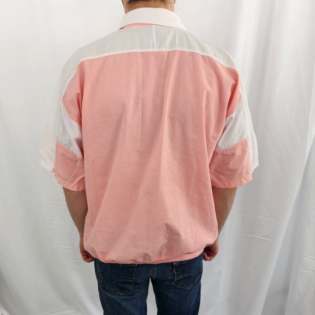 80s Pink and White Collared Shirt