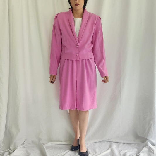 80s/90s Pinky Purple and White Work Dress