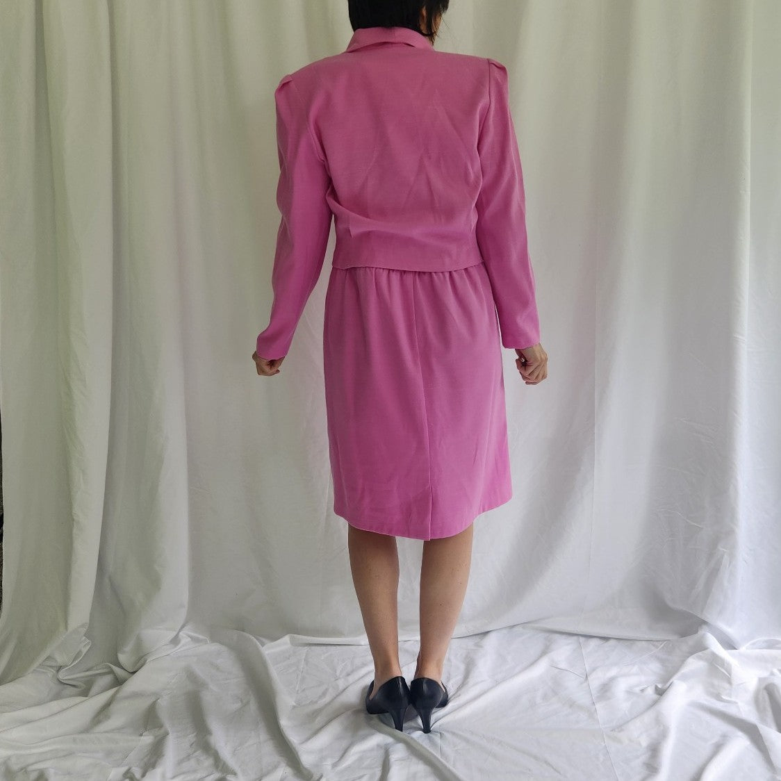 80s/90s Pinky Purple and White Work Dress