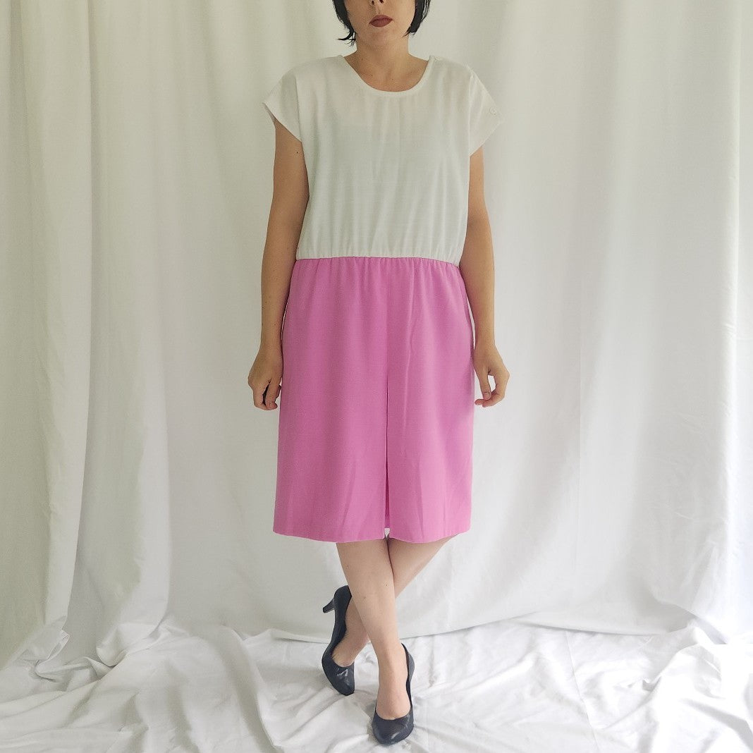 80s/90s Pinky Purple and White Work Dress
