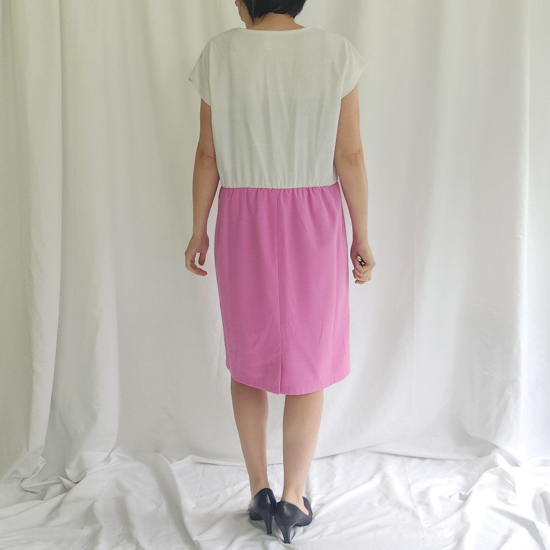 80s/90s Pinky Purple and White Work Dress