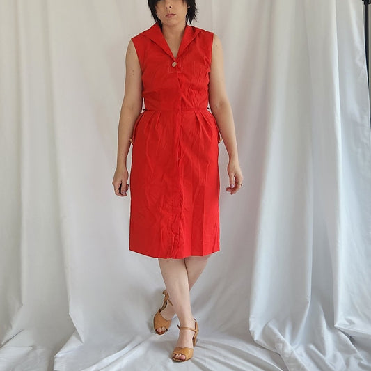 60s Red Sleeveless Day Dress