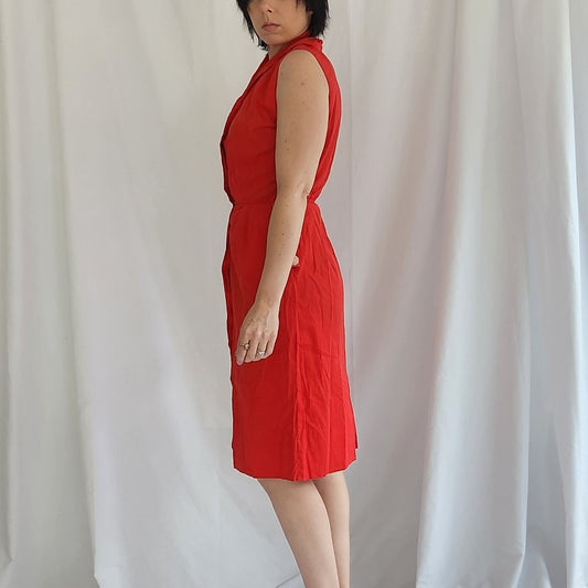 60s Red Sleeveless Day Dress