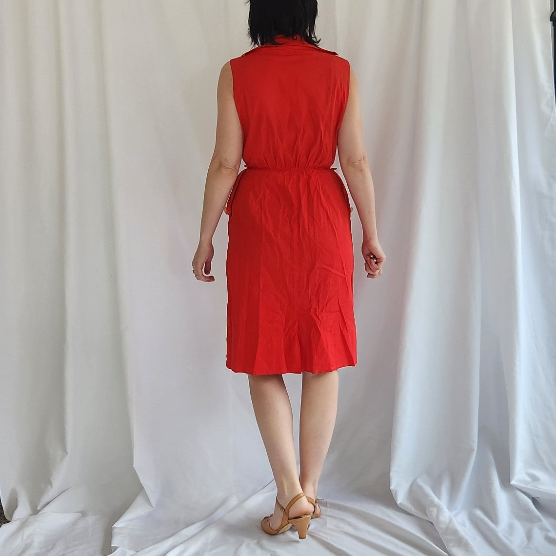 60s Red Sleeveless Day Dress