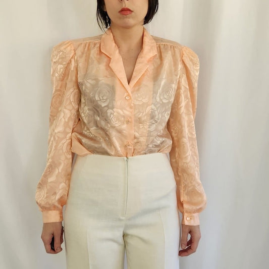 80s Pink Floral Blouse