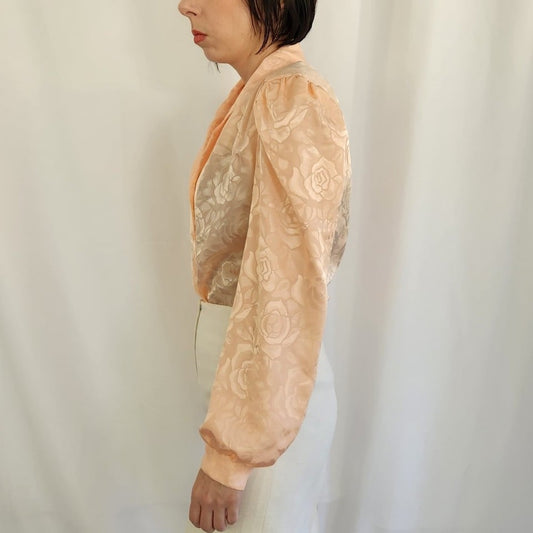 80s Pink Floral Blouse