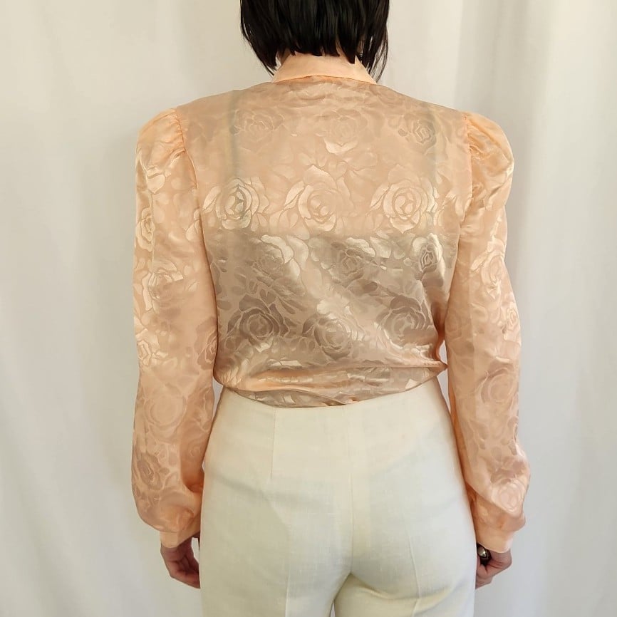 80s Pink Floral Blouse