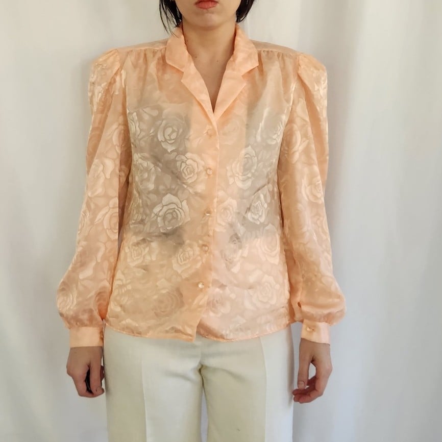 80s Pink Floral Blouse