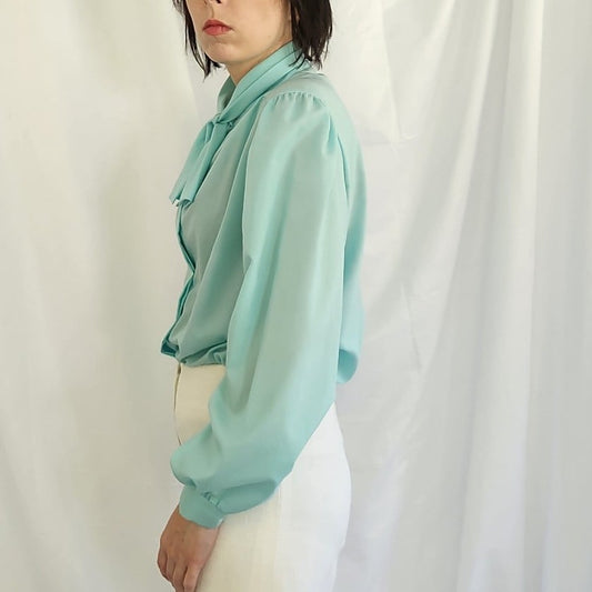 80s Robin's Egg Blue Blouse