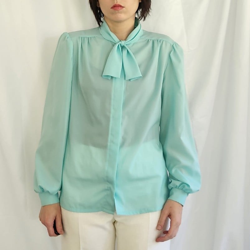 80s Robin's Egg Blue Blouse