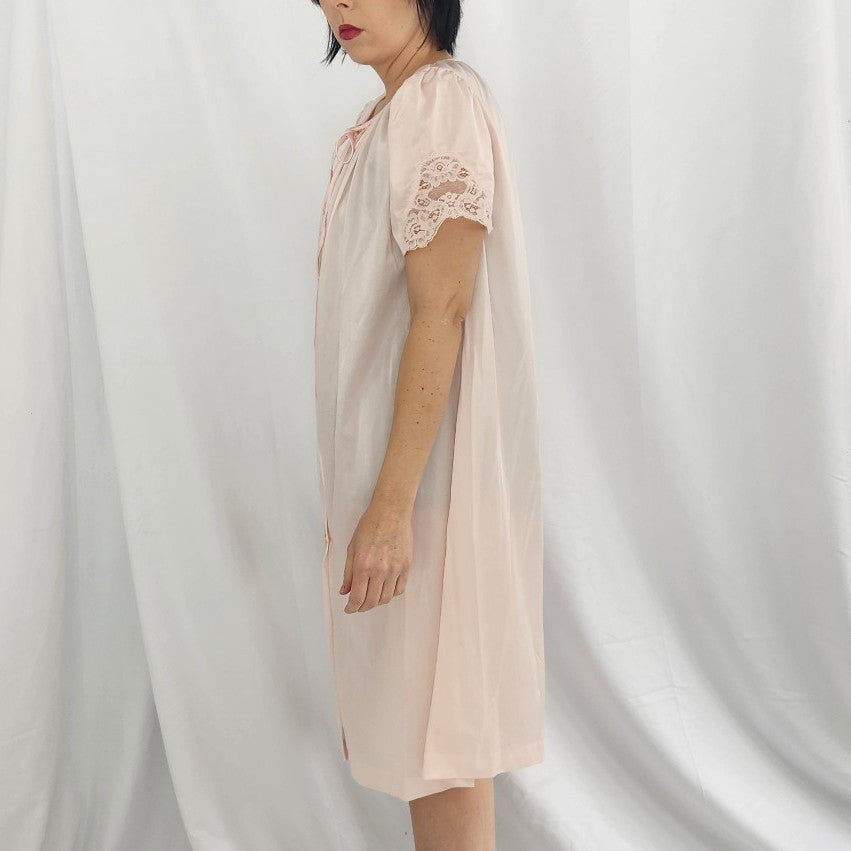 80s Pink Nylon Robe