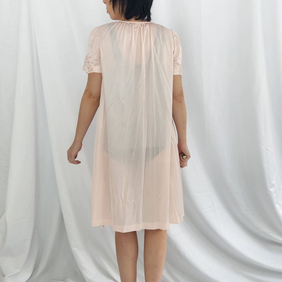 80s Pink Nylon Robe