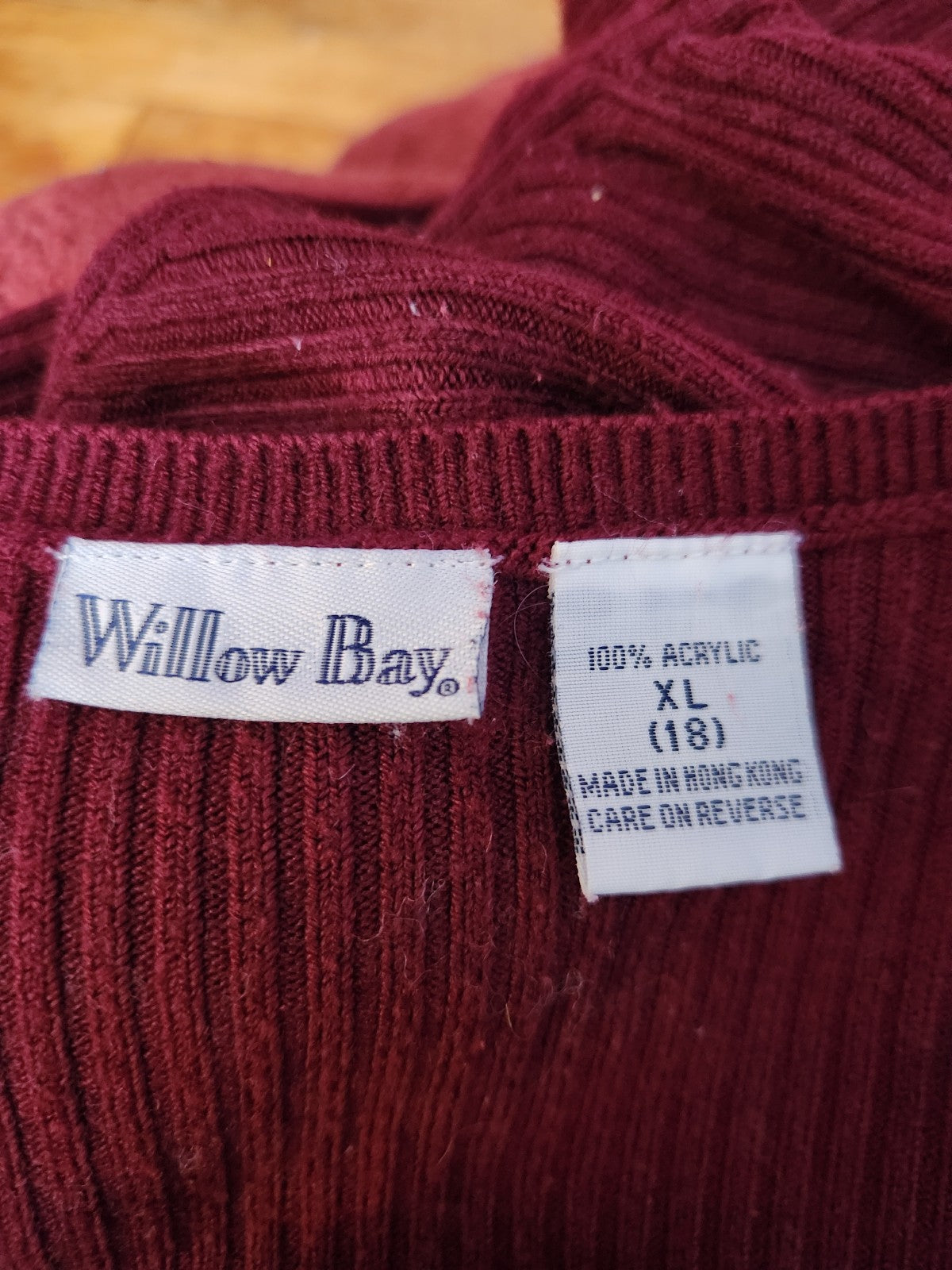 90s Burgundy Ribbed Cardigan