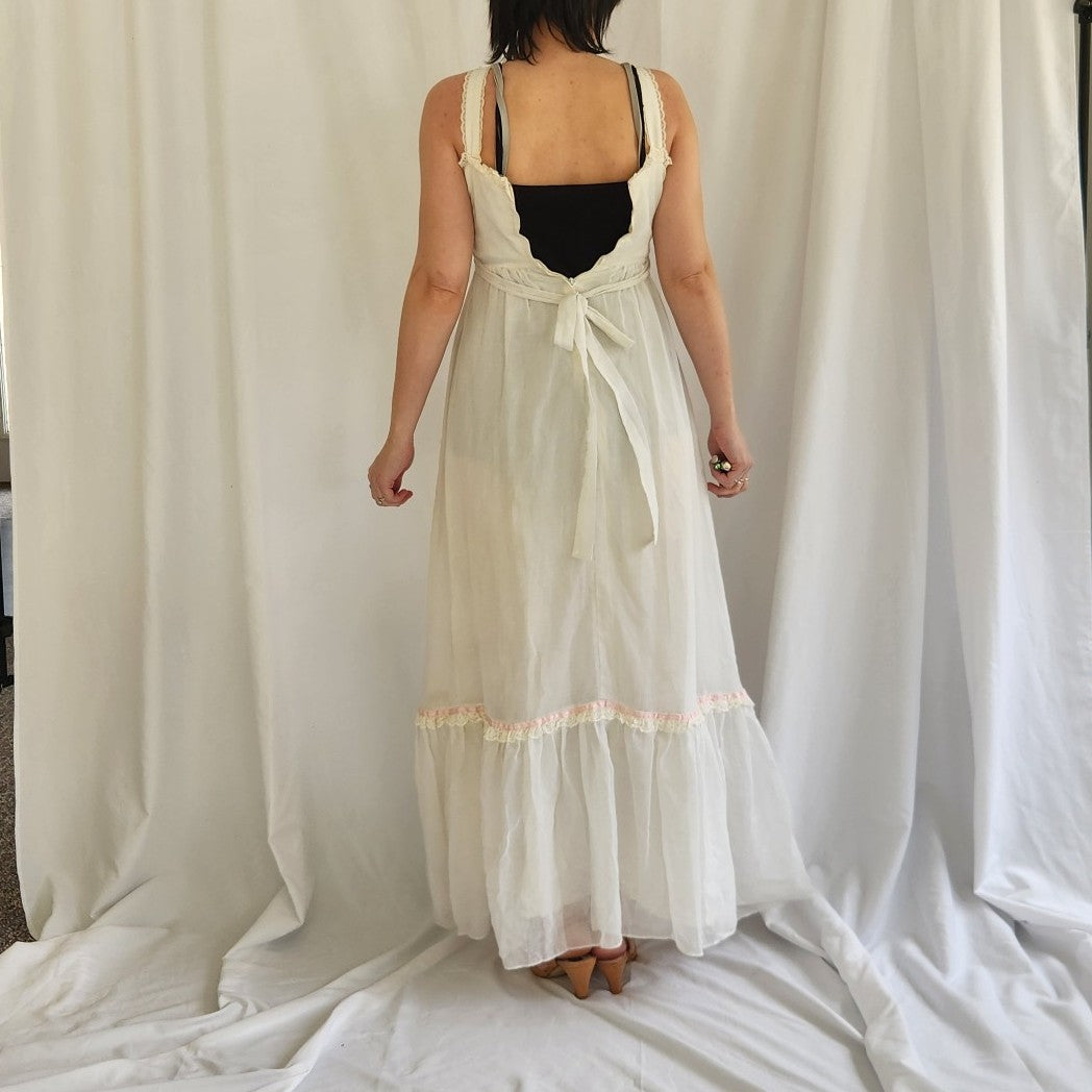 70s White Maxi Sundress
