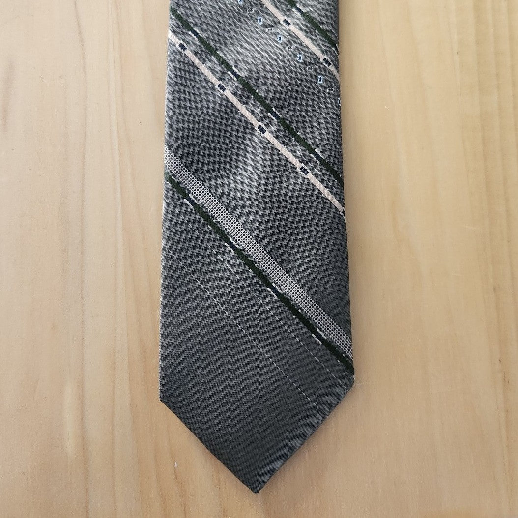 70s/80s Olive Green Striped Tie