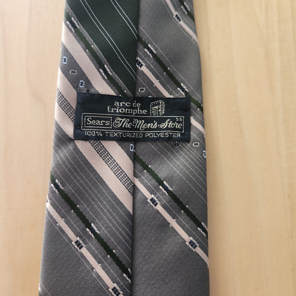 70s/80s Olive Green Striped Tie
