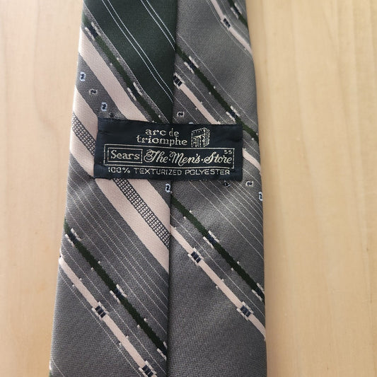 70s/80s Olive Green Striped Tie