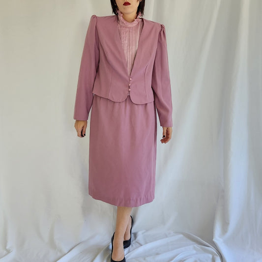 80s Mauve Midi Dress and Jacket