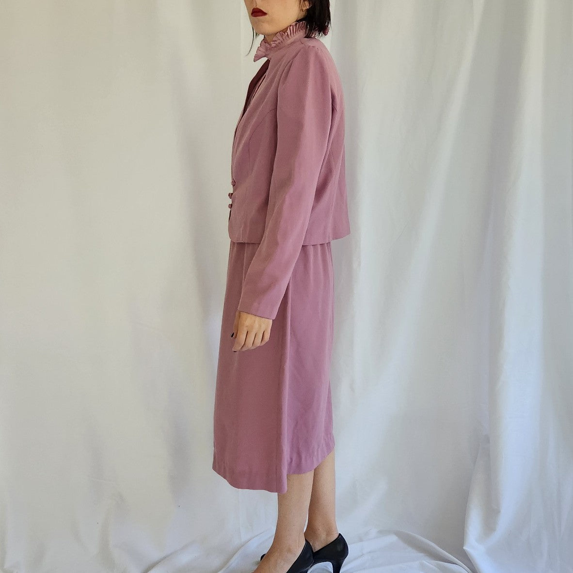 80s Mauve Midi Dress and Jacket