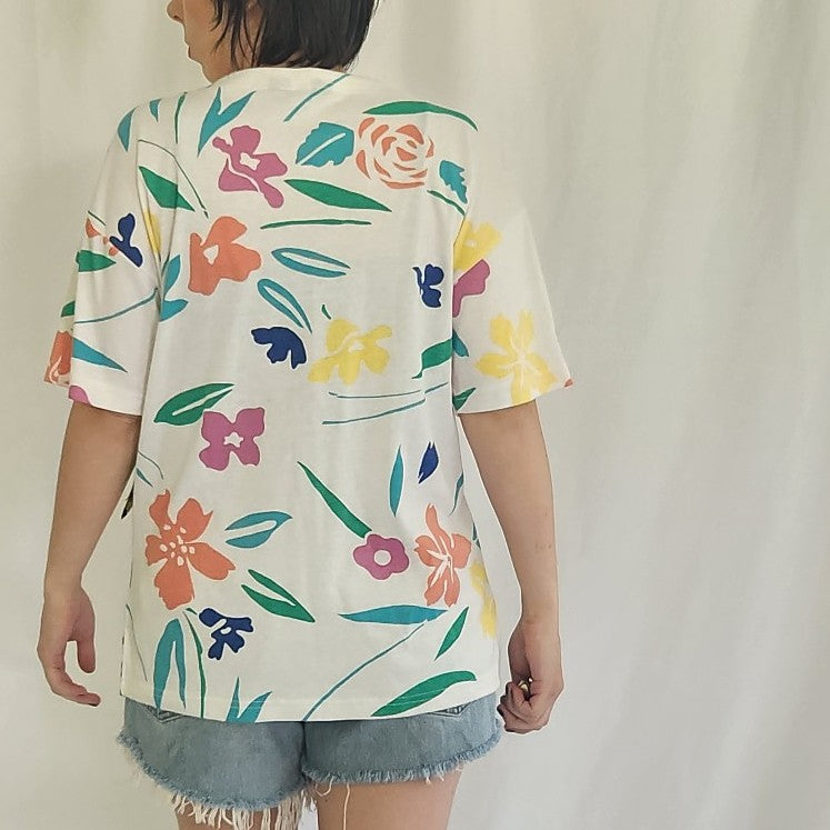 90s Deadstock White Floral Tee