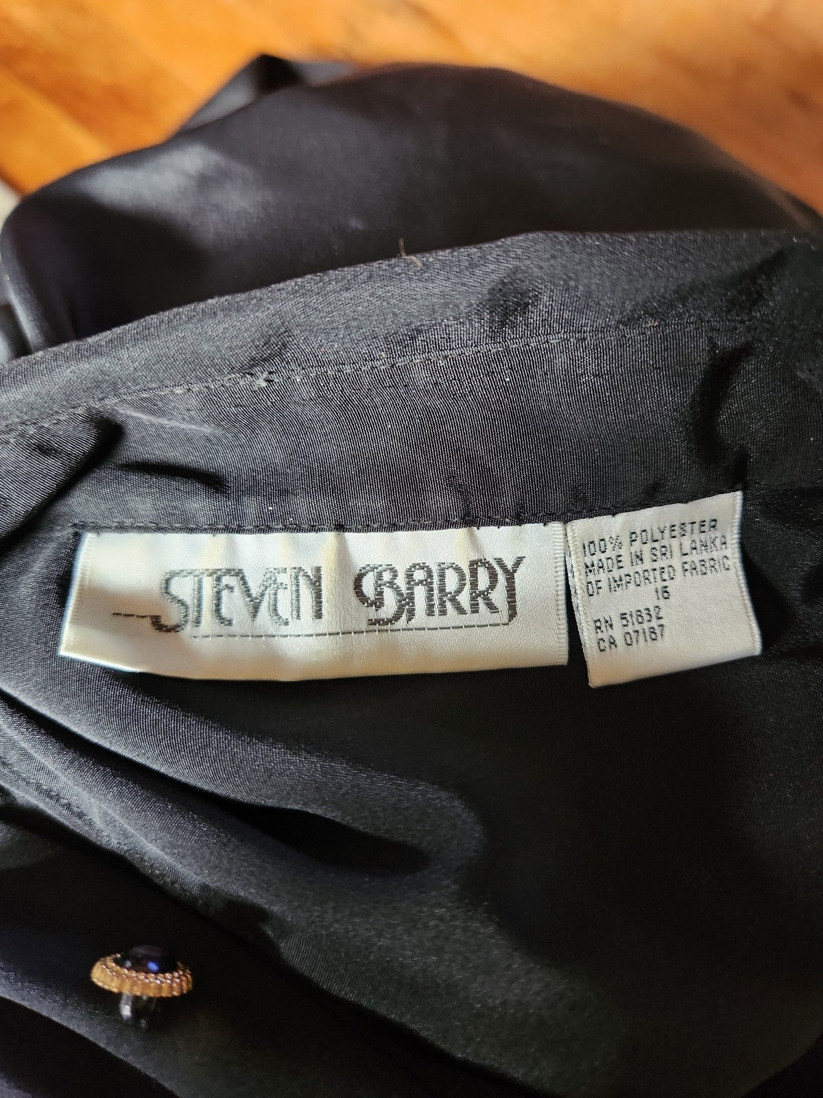 80s Black Blouse with Quilted Details