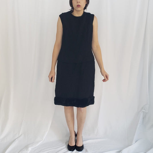 60s Black Hand Made Quilted Mod Dress