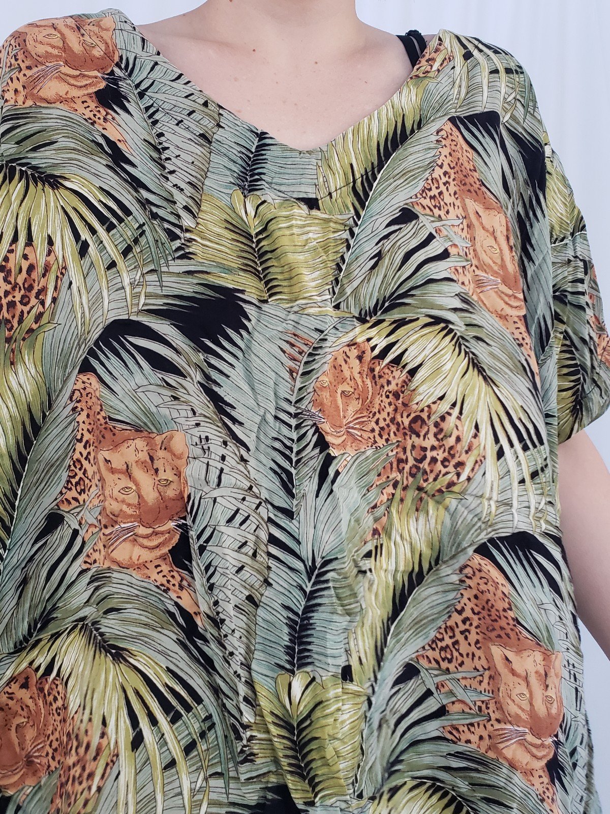 90s Jungle Print Rayon Blouse