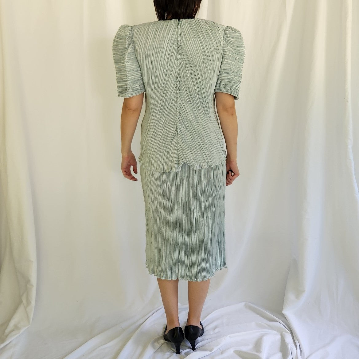 80s Blue Formal Top and Skirt Set