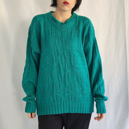 80s Teal Crew Neck Sweater
