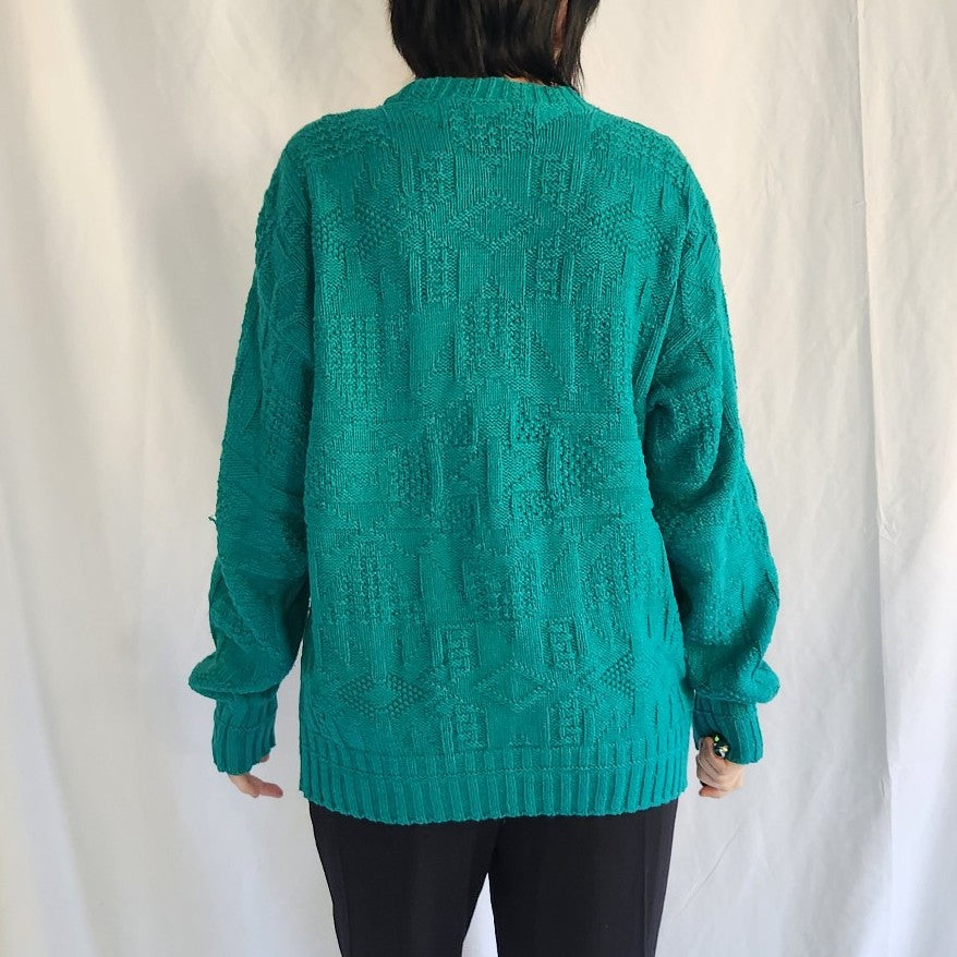 80s Teal Crew Neck Sweater