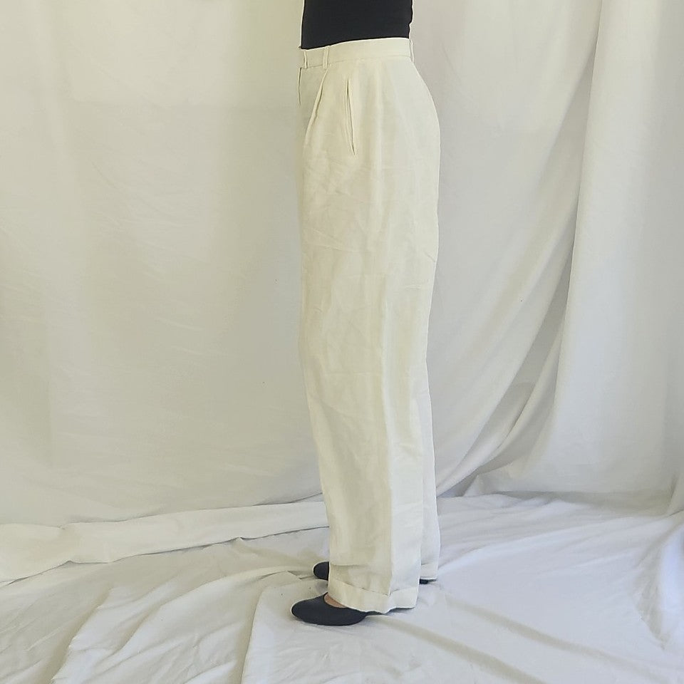 Vintage Ann Taylor Loft Ivory Linen and Rayon Blend Trousers