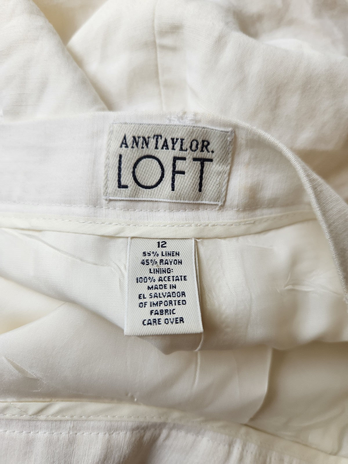 Vintage Ann Taylor Loft Ivory Linen and Rayon Blend Trousers